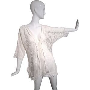 Crochet Whimsical Fairycore Victorian Women's size Large Romantic‎ Lace Top